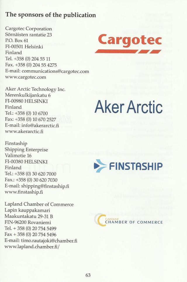 Julkaisun sponsorit, logo ja yhteystiedot