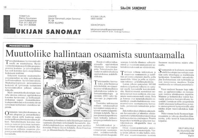 2008 Savon Sanomat, Muuttoliike hallintaan 00