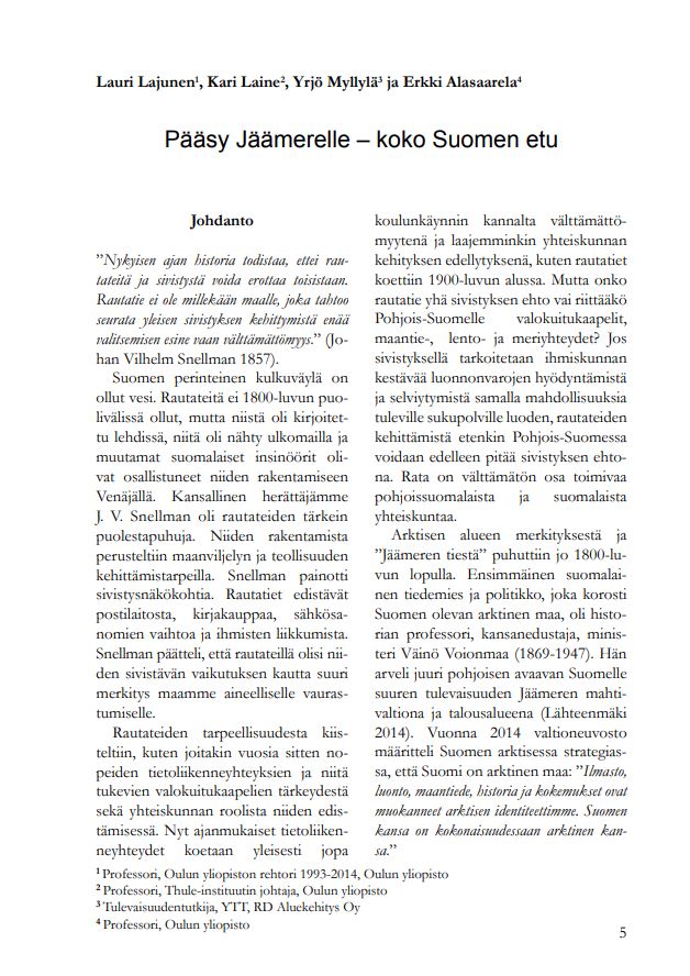 Pääsy Jäämerelle - koko Suomen etu