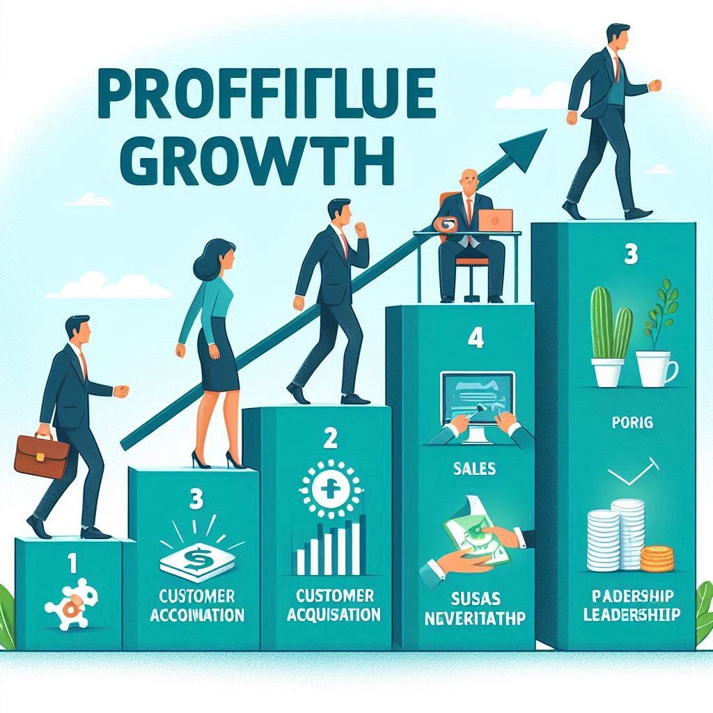 Copilot-tekoälyavustajan näkemys Kannattavan kasvun kuuden vaiheen porrasmallista. 